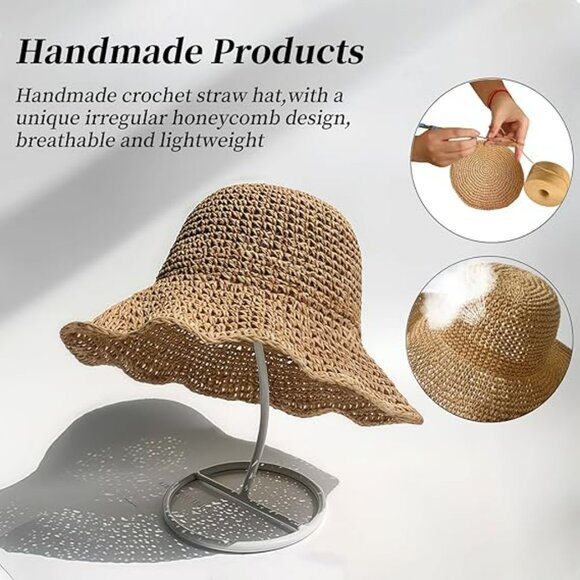 ZHENHONG Sun Hats for Women Sun Hats For Women Wide Brim Hat  Beach Straw Hats Foldable Summer Wide Brim Packable Sun Hat Travel Beach Vacatio